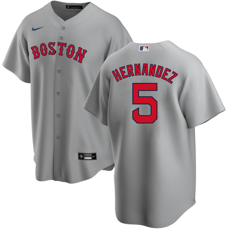 Men's Boston Red Sox Enrique Hernandez #5 Gray Baseball Jersey